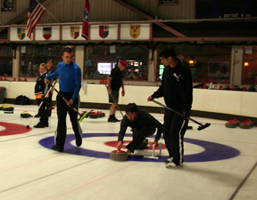 Curling instruction on the ice