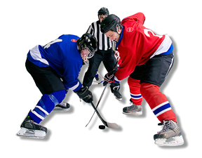 Hockey faceoff at the Ice Chalet