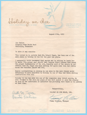 Robert Unger - Holiday On Ice Recommendation Letter